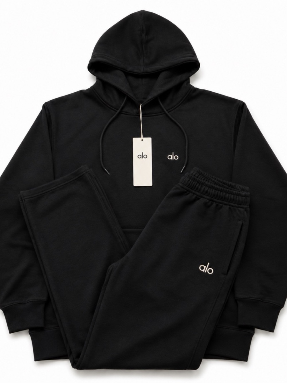 Alo Black Hoodie & Sweatpants Set Black Size L